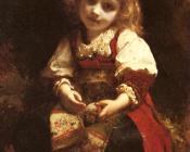 A Little Girl Holding A Bird - 埃蒂安·阿道夫·皮奥特